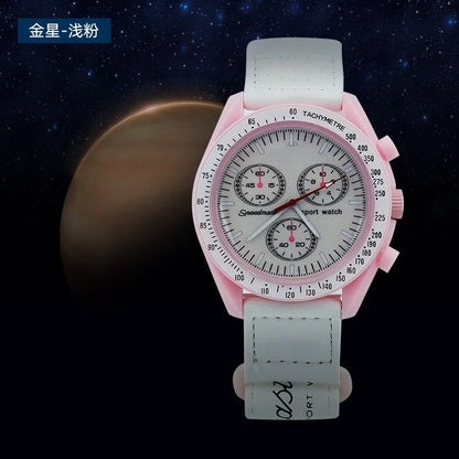 Fashion Trend Women's Watch Swatch Black Snoopy Luxury Brand Men's Watch Plastic Case Timing Moon Exploration Planet Watch