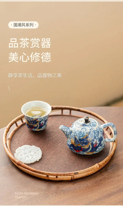 Chinese Underglaze Color Ceramic Teapot Tea Gift Customized Tea Infuser Tea Pot