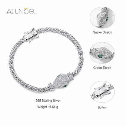 ALLNOEL 100% 925 Silver Bracelet For Women Hollow Leopard Head Panther Snake New Year Gifts Hip Hop Animal Jewelry Wholesale