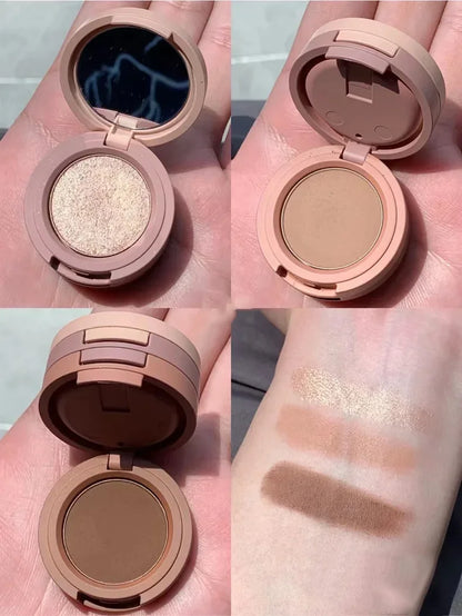 Macaron Three-layer Eyeshadow New Pearlescent Matte Flash Contouring Earth Tone Band Mirror Nose Profile 3-in-1 Makeup Palette