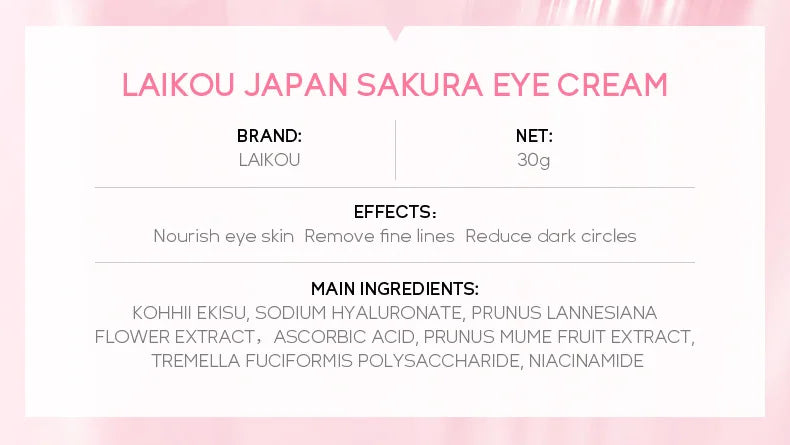 LAIKOU Sakura Eye Cream Anti Dark Circles Remove eye Bags Moisturizing Anti-aging Beauty Health Eyes Skin Care Cosmetics