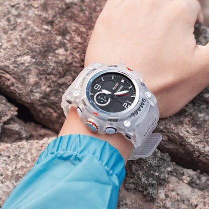 SMAEL Sport Watch Military Wristwatch for Men Alarm Stopwatch LED Digital Back Light Dual Time Display Waterproof Watch Men 8007