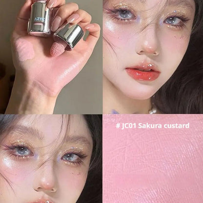 Liquid Powder Blusher, High Gloss, Three In One, Shrink And Expand Color, Natural Nude Color, Pseudo Plain Blush