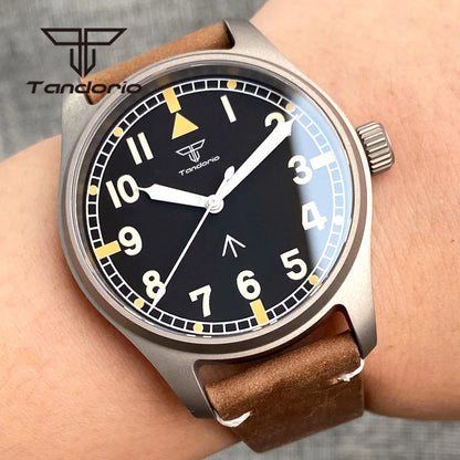 Tandorio Titanium Ultralight Dive 39mm Men's Pilot Watch Automatic Miyota 8215/PT5000 Movt AR Sapphire 20BAR Waterproof Luminous
