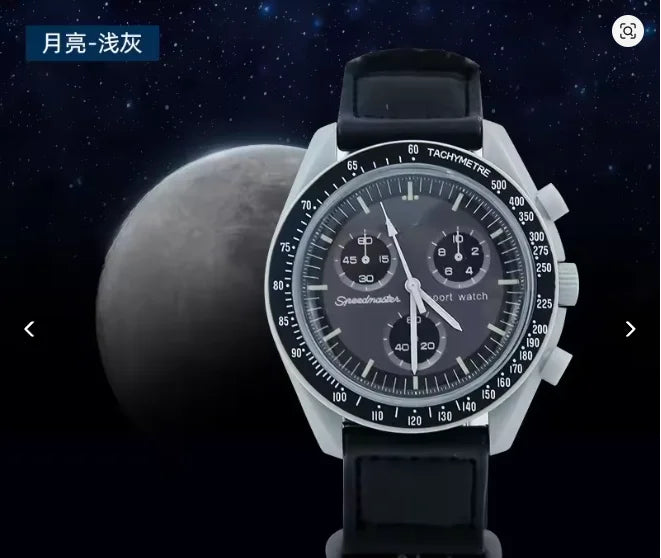 Fashion Trend Women's Watch Swatch Black Snoopy Luxury Brand Men's Watch Plastic Case Timing Moon Exploration Planet Watch