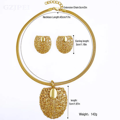 Gold Plated Choker Necklace & Earrings Set for Women – 3pcs