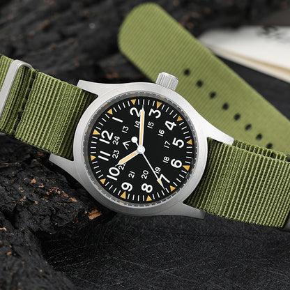 Militado ML05 38mm Vintage Watch VH31 Quartz Movement Field Watches Domed Sapphire Crystal With High Clear AR Coating Wristwatch