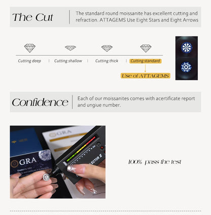 ATTAGEMS Classical  0.2ct Moissanite Ring For Women Flower Cluster Design D VVS1 925 Sterling Silver Wedding Rings Fine Jewelry