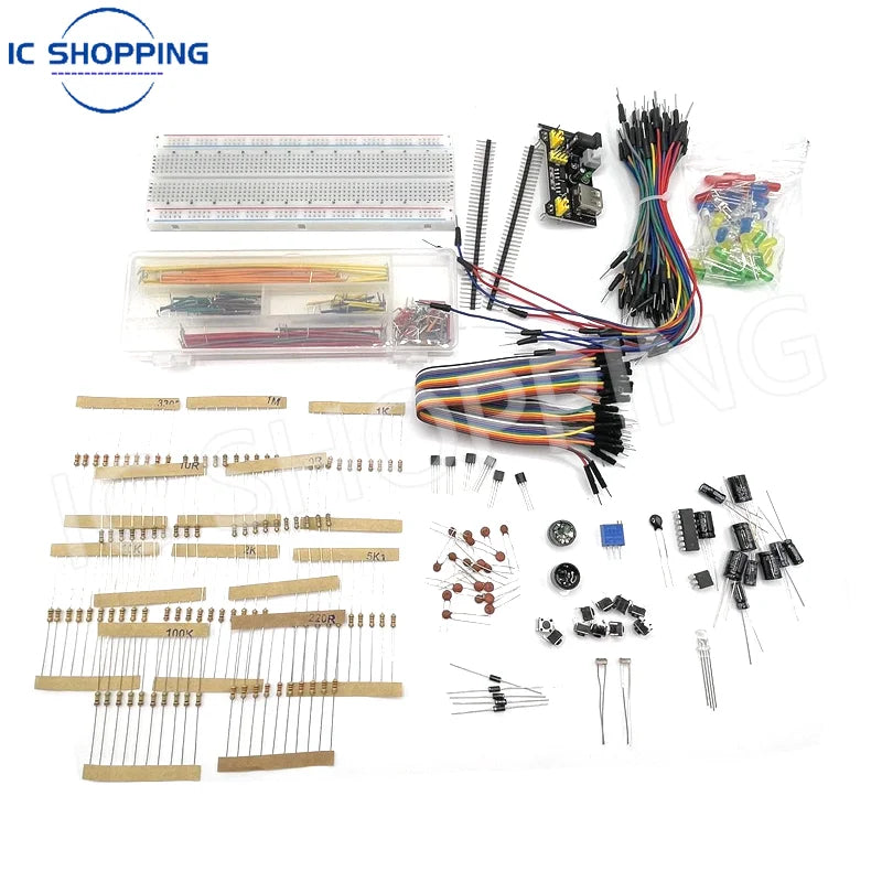 830Pcs DIY Electronics Starter Kit – For Arduino UNO R3, Includes Breadboard, Tie-points, and Electronic Components