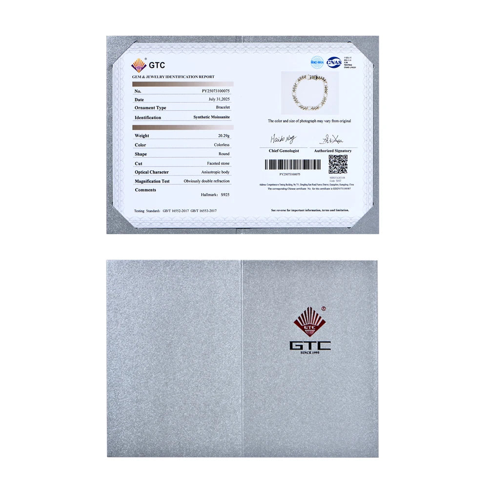 ATTAGEMS 2025New Full Moissanite Cuba Chain for ManWomen 925 Sterling Silver 18kGold Plated Classic Tennis Bracelet Fine Jewelry