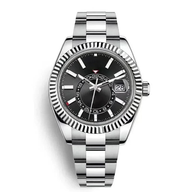 Men Watches Waterproof Dual Time Zone Luxury 904L Stainless Steel Watches Automatic Mechanical Sweep Movement Male Wristwatches