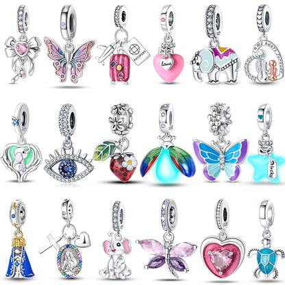 Charms Luminous Firefly Stars Cherry S925 Silver Pendants Beads 3mm DIY Party Christmas Fine Jewelry Making Gifts