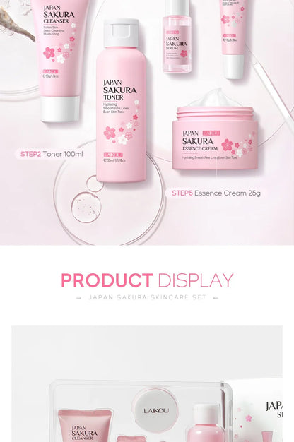 LAIKOU Sakura 5-Piece Skincare Gift Set – Moisturising Korean Valentine's Day Kit