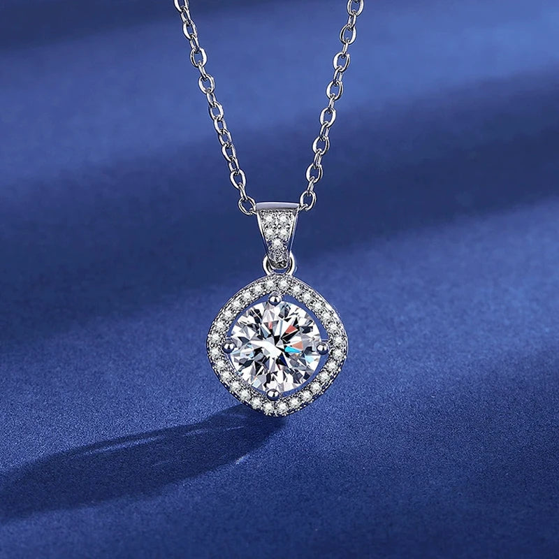 100% Real D Color 1 Carat Moissanite Pendant Necklace GRA Certificate for Women Wedding Bridal S925 Sterling Silver Fine Jewelry