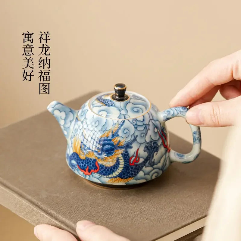 Chinese Underglaze Color Ceramic Teapot Tea Gift Customized Tea Infuser Tea Pot