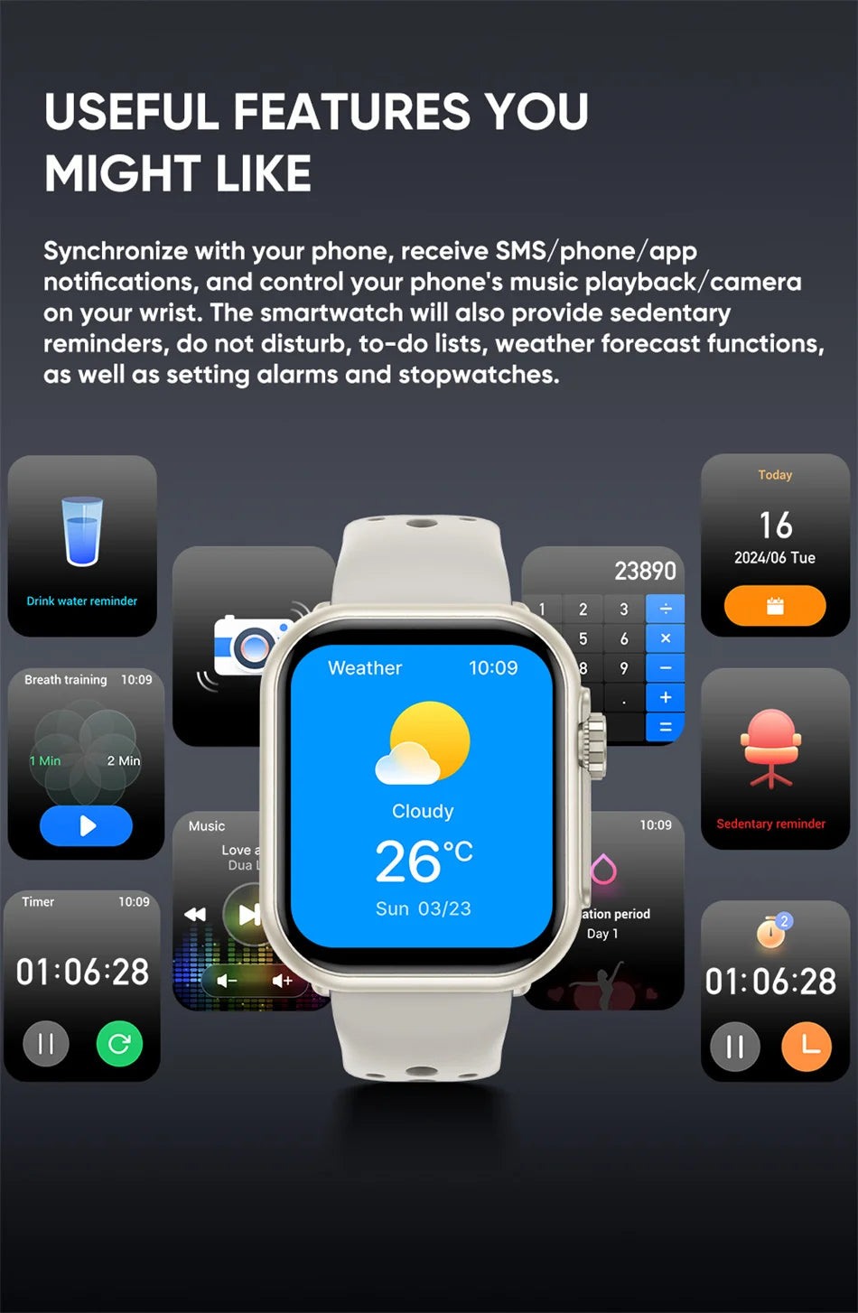 For Apple Watch Ultra 2 1000 mAh Smart Watch Men Women 1.85-inch HD Full Touch Screen IP68 Waterproof Bluetooth Call Smartwatch