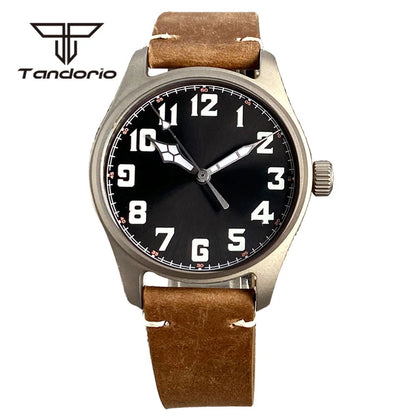 Tandorio Titanium Ultralight Dive 39mm Men's Pilot Watch Automatic Miyota 8215/PT5000 Movt AR Sapphire 20BAR Waterproof Luminous