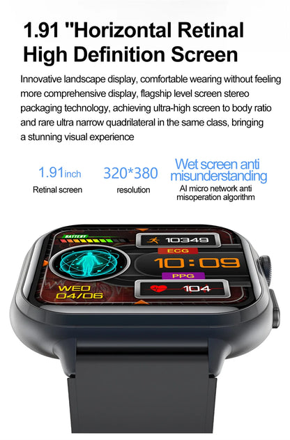 2025 Medical Grade ECG+PPG Smart Watch – Blood Sugar & Health Monitor
