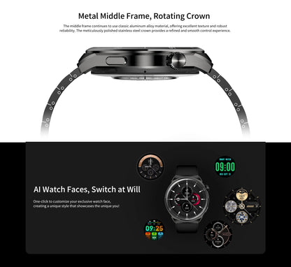 Pinteek Smart watch with AMOLED screen, call, message reminder, music control and other functions, compatible with ios/android
