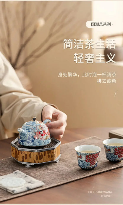 Chinese Underglaze Color Ceramic Teapot Tea Gift Customized Tea Infuser Tea Pot