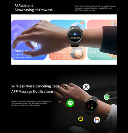 Pinteek Smart watch with AMOLED screen, call, message reminder, music control and other functions, compatible with ios/android