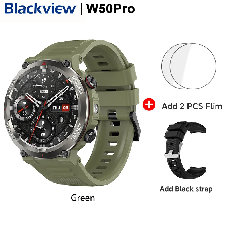 [World Premiere] Blackview W50 Pro Smartwatch 1.45" HD Display Flashlight Bluetooth Phone Call 960mAh Rugged Smartwatch