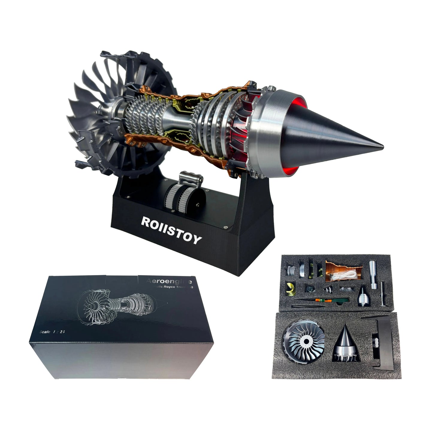Turbojet Engine Model Kit Adjustable Speed Tail Flame Simulation for DIY Assembly and Science Projects