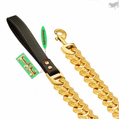 Large Dog Leash 32MM Gold Silver Stainless Steel Pet Leash Fashionable Mysterious Skull Chain Sturdy High-end Dog Product