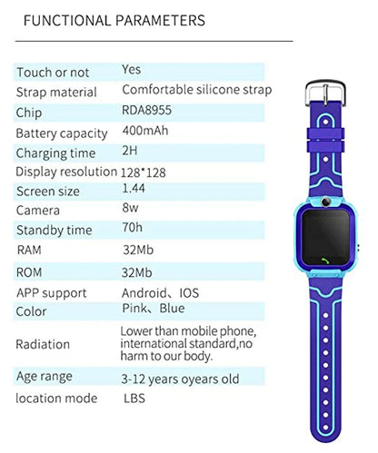 Fashion Q12 Kids Smart Watch IP67 Waterproof SOS Camera Phone 2G SIM Card Voice Call LBS Location Child Clock Smartwatches Gift