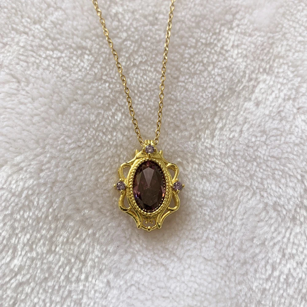Sparkle Rapunzel Necklace For Women Girls Fashion Engagement Jewelry Accessorie Gift Purple Zircon Silver Plated Princess Choker