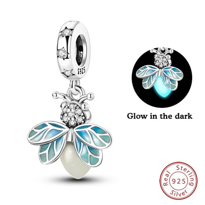 Charms Luminous Firefly Stars Cherry S925 Silver Pendants Beads 3mm DIY Party Christmas Fine Jewelry Making Gifts