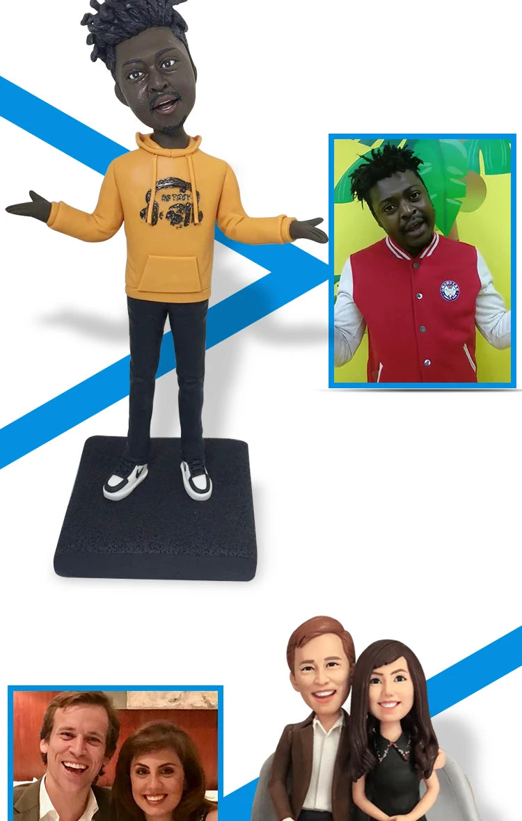 Custom Handmade Bobblehead Figurines, Personalized Clay Dolls figuras Statue Sculpture from photo,Christmas Gift for Husband