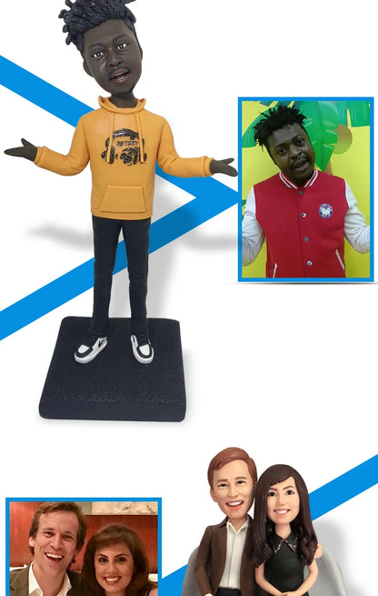 Custom Handmade Bobblehead Figurines, Personalized Clay Dolls figuras Statue Sculpture from photo,Christmas Gift for Husband