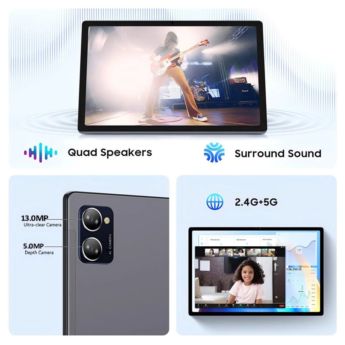 2025 Google 5G Pad 10.1" Tablet - 2K HD Display Octa Core 8GB RAM 512GB ROM Dual SIM WiFi Android 8000mAh