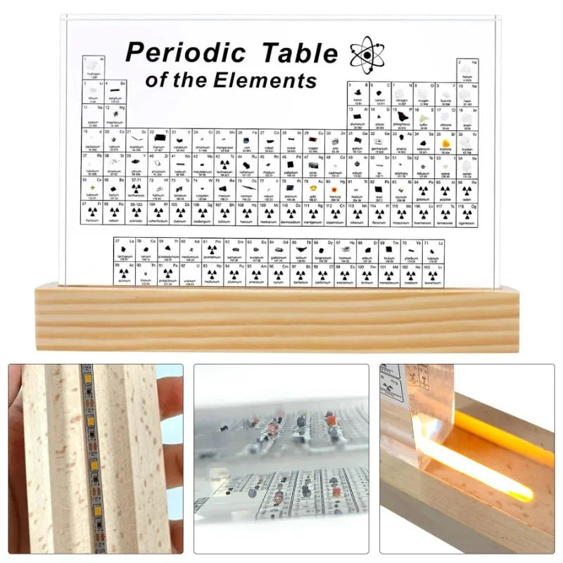 Acrylic Real Elements Periodic Table Mendeleev Periodic Table Figurine Display Science Ornament Room Decoration Desk Accessories