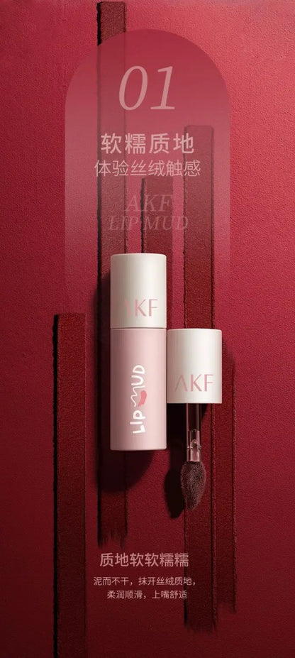 AKF Lip Mud Matte Velvet Soft Mist Lipstick Moisturizing Longlasting High Pigmented Lip Tint Lip Glaze Cosmetics Makeup