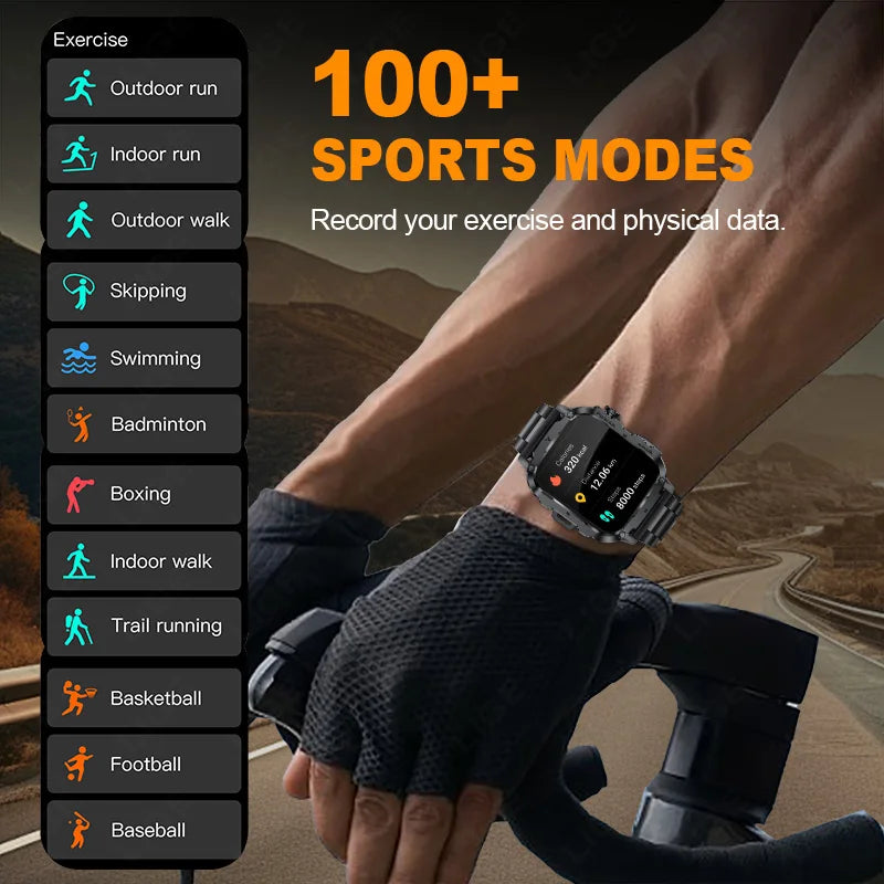 LIGE 2025 Rugged Military Smart Watch Men Outdoor Watches lP68 Waterproof 1.95" Al Voice BT Call Man Smartwatch For Android IOS