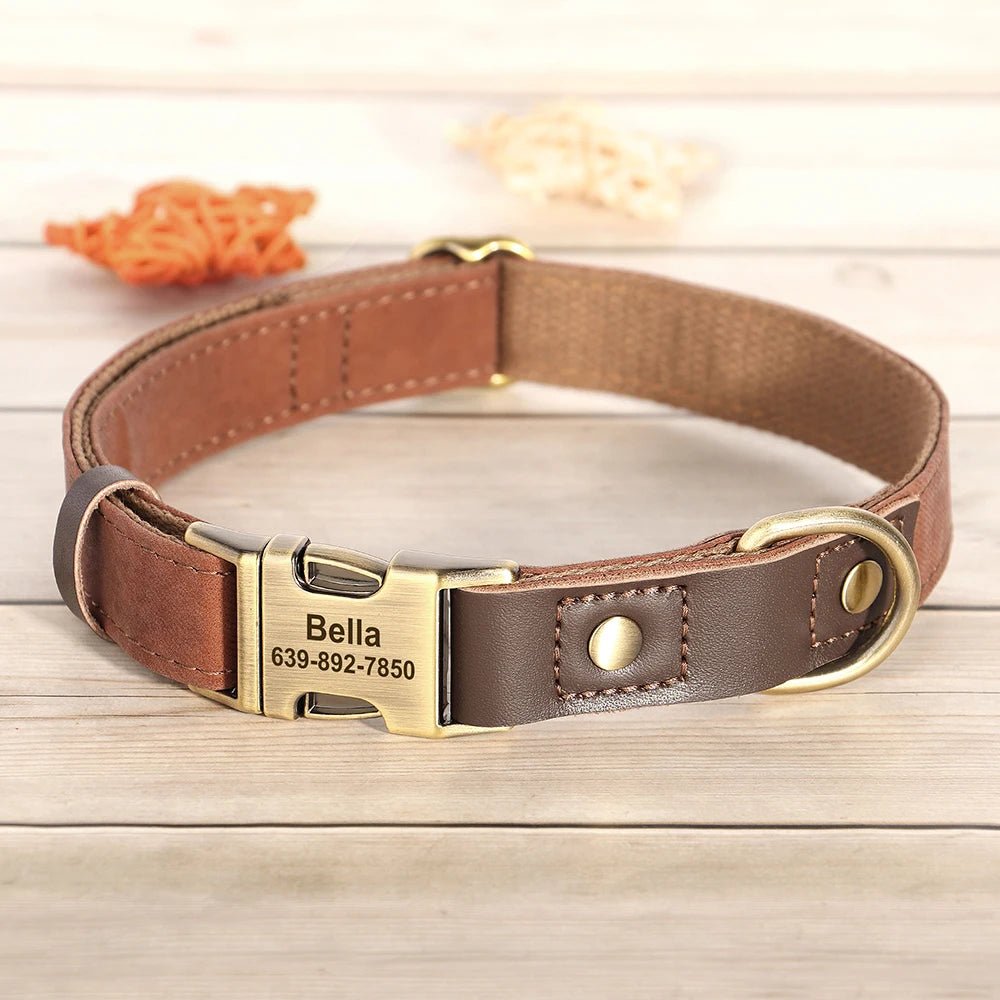 Personalized Dog Collar Leash Durable Nylon Leather Dog Buckle Collars Necklace Pet Walking Leash for Small Medium Dogs Pitbull