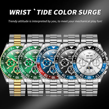 OUPINKE 3271 Original Waterproof Watch For Man Stainless Steel Strap Fashion Automatic Mechanical Wristwatch Luxury Men Gift