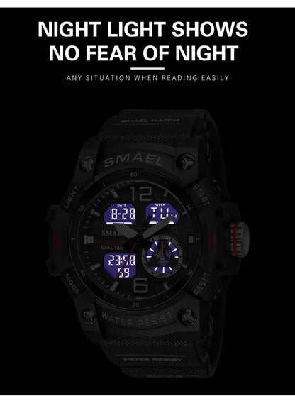 SMAEL 8007 Military Sport Watch – LED Digital Dual Time, Waterproof Men's Wristwatch