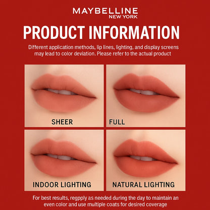 Maybelline Kiss Peach Kiss #210N Long-Lasting Color Boost Matte Liquid Lipstick for Women Resistant to Smudging And Fading