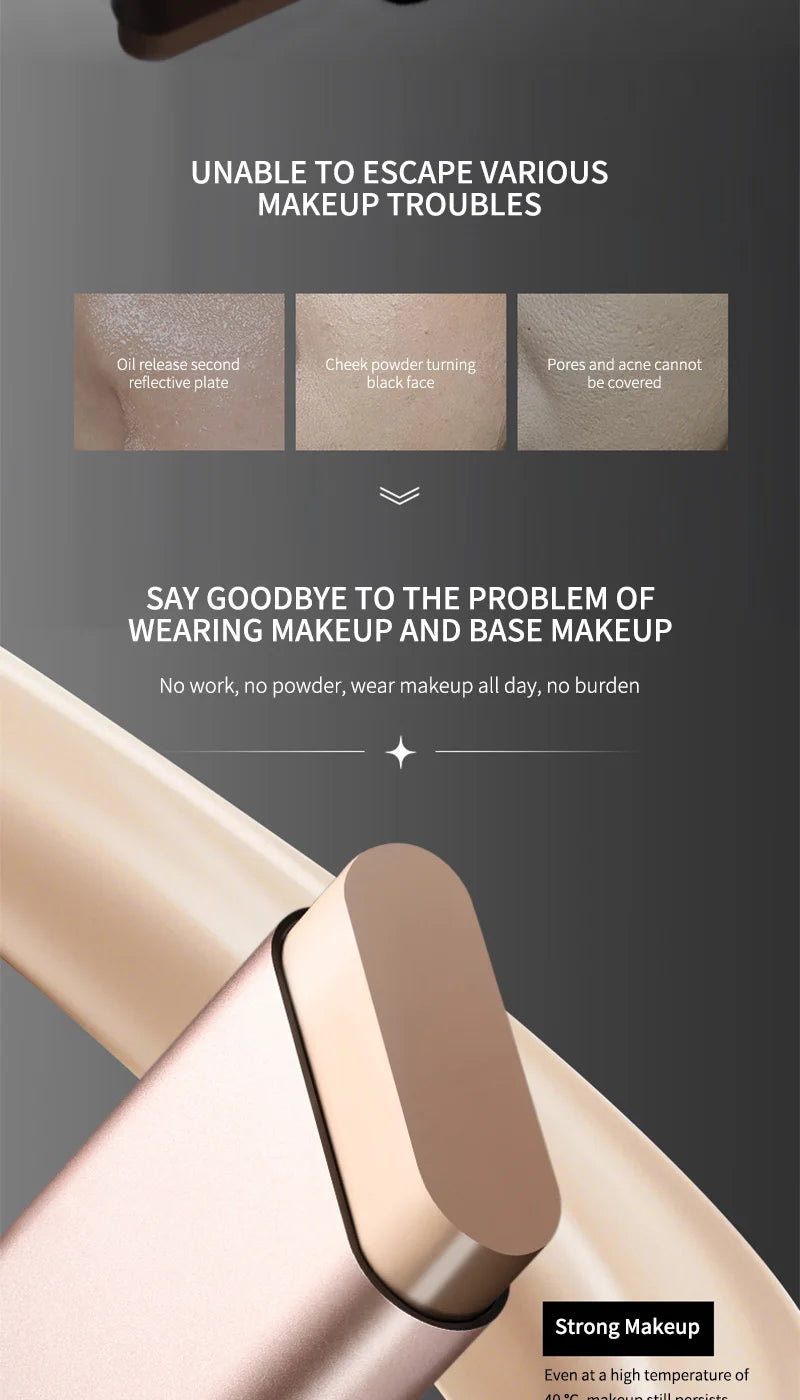 Light & Moist Hydrating Foundation Stick – Waterproof, Rotating Dual-Head with Brush