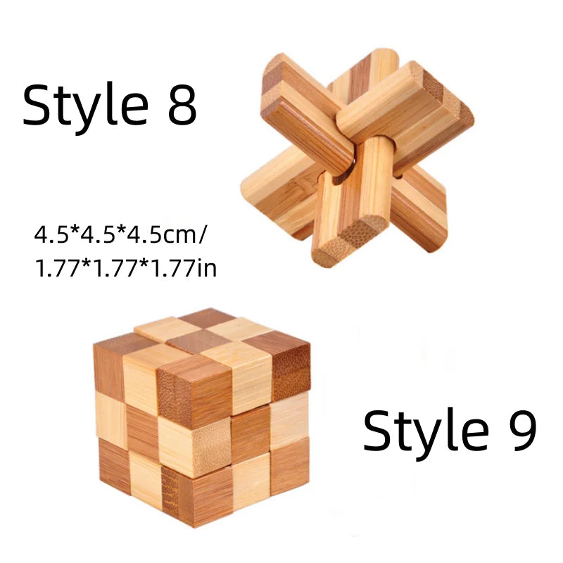Wooden Kong Ming Lu Ban Lock – 3D IQ Brain Teaser Montessori Puzzle Toy for Kids & Adults
