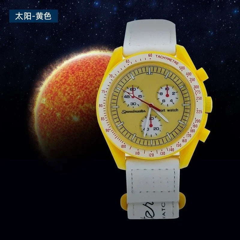 Fashion Trend Women's Watch Swatch Black Snoopy Luxury Brand Men's Watch Plastic Case Timing Moon Exploration Planet Watch