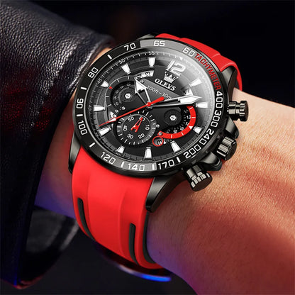 OLEVS Watch For Men High Quality Luminous Date Military Sport Quartz Men's Wristwatch Blue Rubber Strap Reloj Hombre