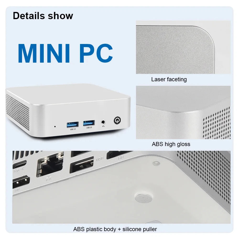 SZBOX W6 Mini PC Intel N3700 Windows 10 SO-DIMM RAM 8GB 128GB SSD RJ45 1000M LAN M.2 SATA3*2 Office Desktop Gaming Computer
