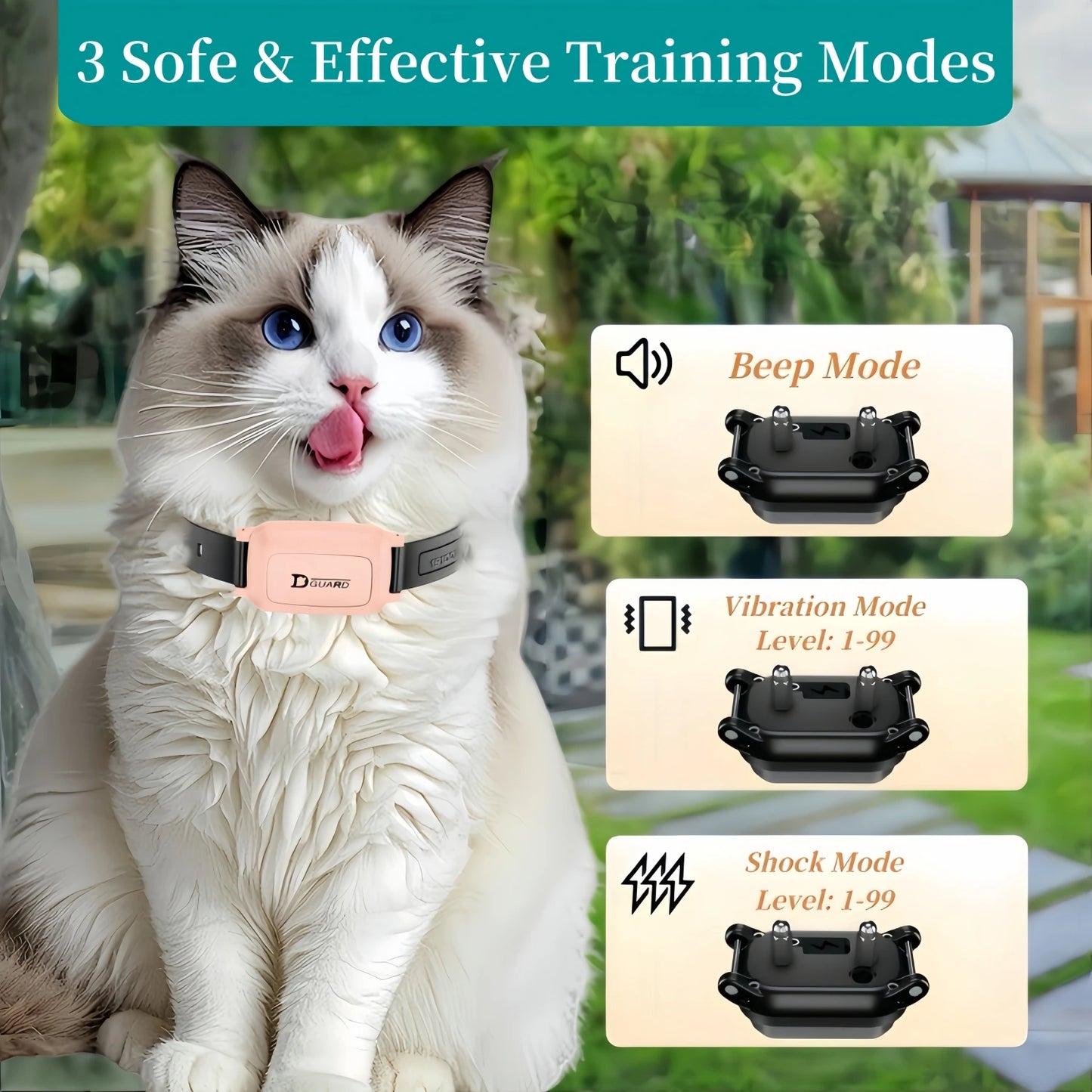 YHLC 800m Cat Anti Meowing Collar, Automatic No Shock Vibration Collar for Cats, Cat Trainer Designed Collar for Stop Meowing