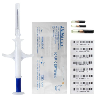 100pcs/Pack Pet EM4305 Microchip 134.2KHz FDX-B Animal ID Chip Animal Microchip Syringe International Standard