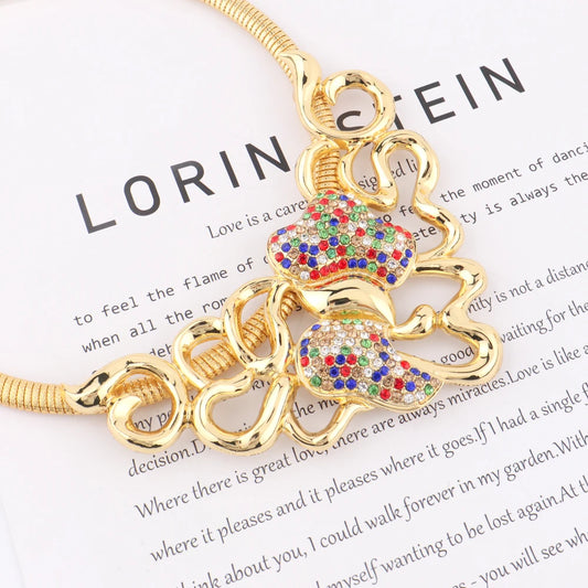 Dubai Gold Plated Jewelry Set Necklace Earrings Ring Bracelet Non-fading Jewelry Set Gift Luxury Wedding Jewelry Gift