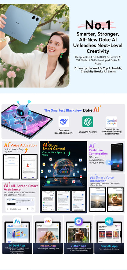 【World premiere】Blackview MEGA 3 Tablet 12.1" 2.5K 90Hz Display 12GB 256GB 8800mAh 50MP Camera 33W Fast Charging Android 15 Pa